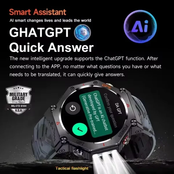T-Rex 3 Ultra Military Grade GPS Smart Watch 10ATM Waterproof Compass Altimeter Barometric AMOLED Men HD Call Sports Smartwatch