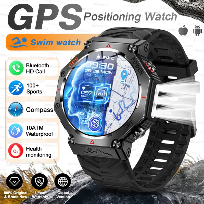 T-Rex 3 Ultra Military Grade GPS Smart Watch 10ATM Waterproof Compass Altimeter Barometric AMOLED Men HD Call Sports Smartwatch - Image 15