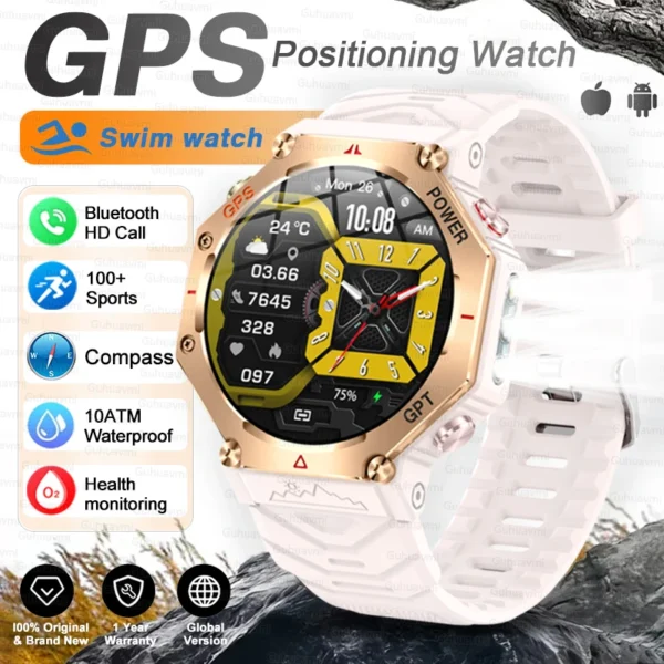 T-Rex 3 Ultra Military Grade GPS Smart Watch 10ATM Waterproof Compass Altimeter Barometric AMOLED Men HD Call Sports Smartwatch
